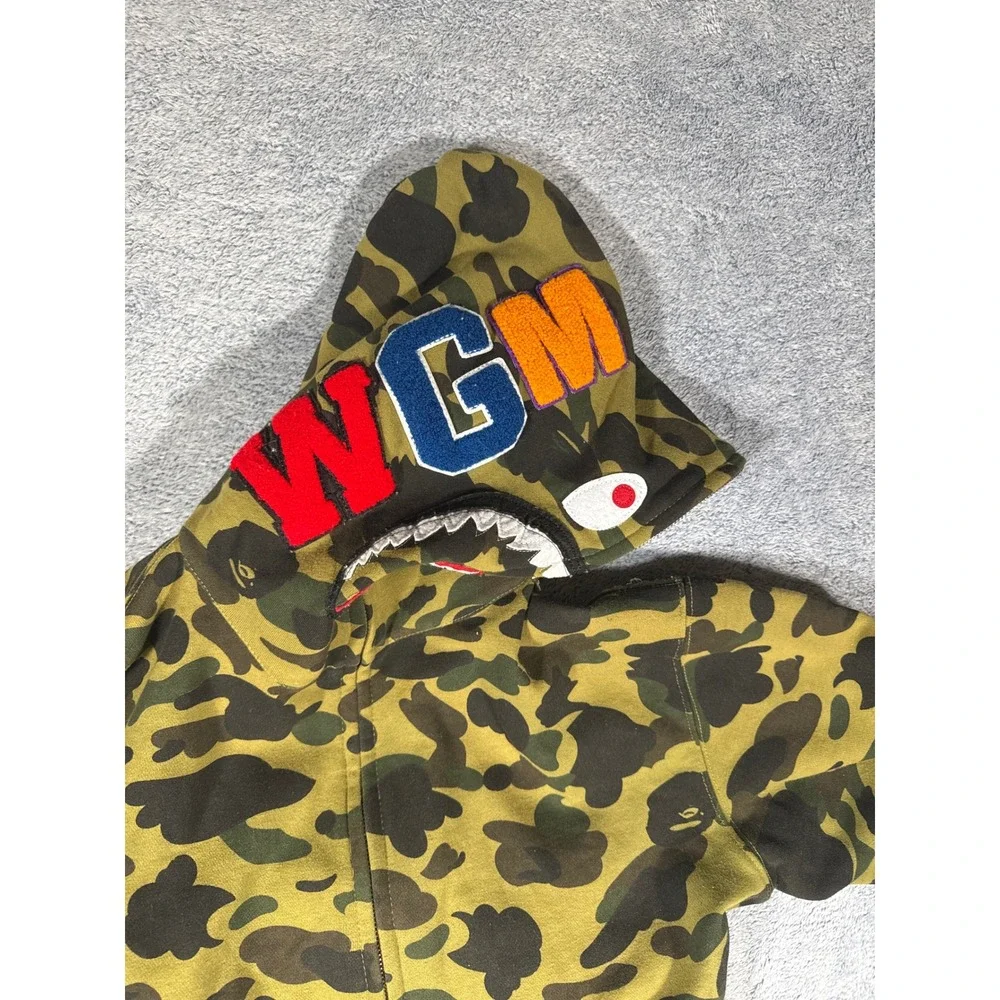 A Bathing Ape BAPE 1st Camo Shark Full Zip Hoodie Green XL Streetwear - Picture 14 of 16